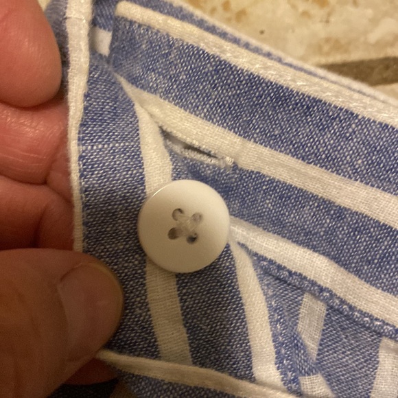 Chaps | Blue and White Striped | Wrap Skirt with Ruffle Trim | Size Small - Picture 4 of 13